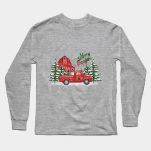 Christmas Barn And Truck A2 Long Sleeve T-Shirt